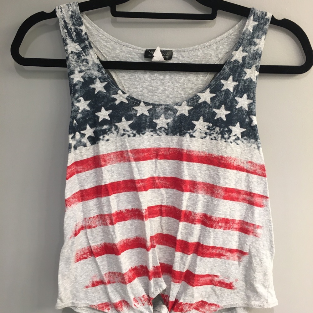 American flag tie-front tank